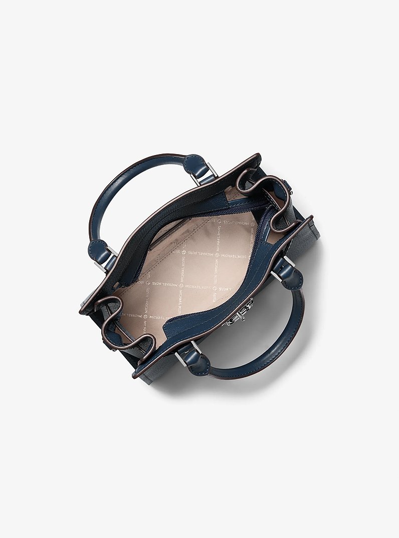 Hamilton Small Leather Satchel in NAVY | Michael Kors