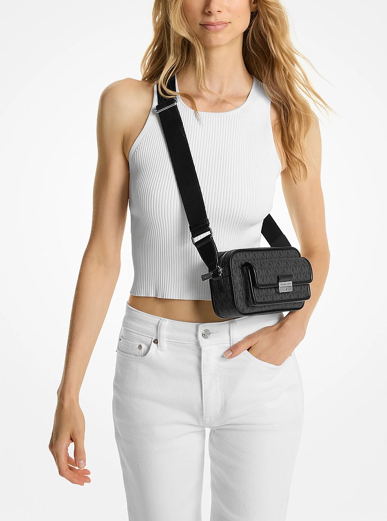 Bradshaw Extra-Small Signature Logo Camera Crossbody in BLACK | Michael Kors