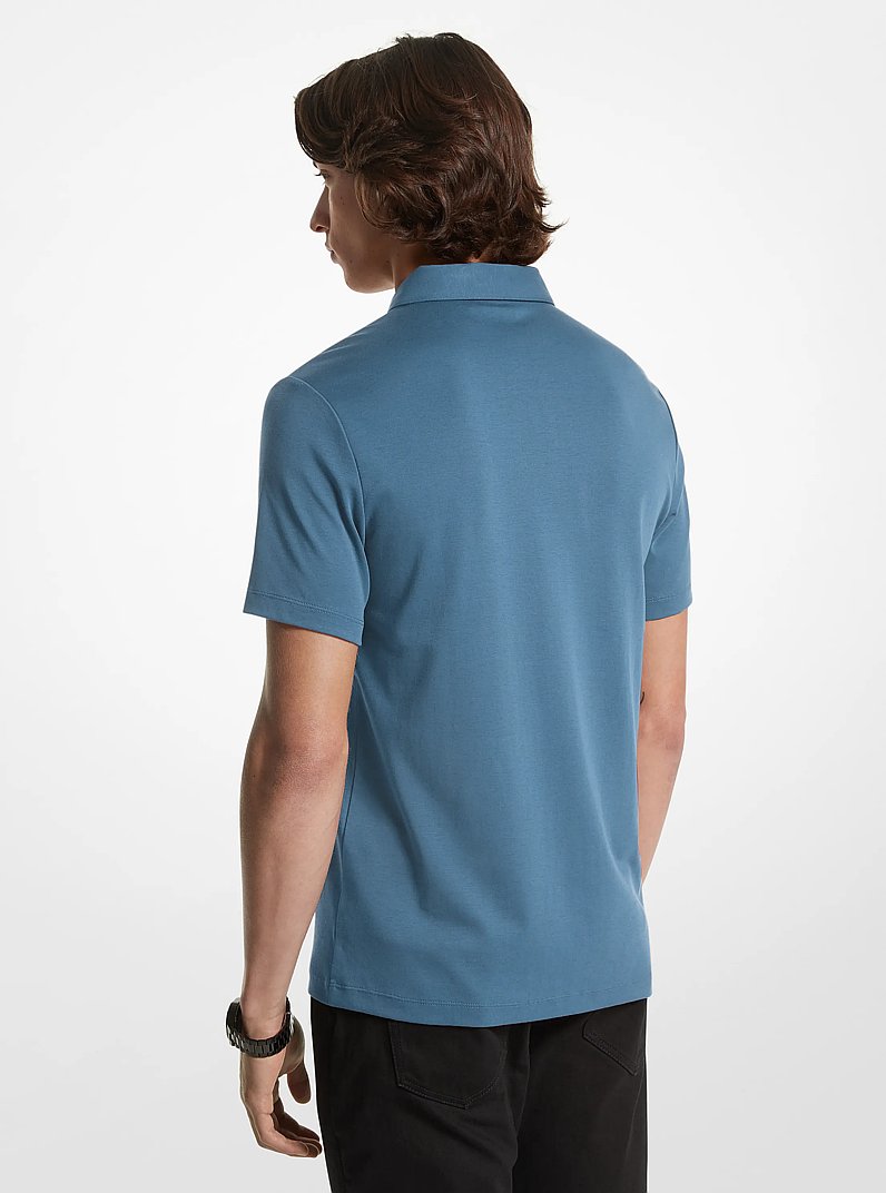 Embroidered Logo Cotton Polo Shirt in DK CHAMBRAY | Michael Kors