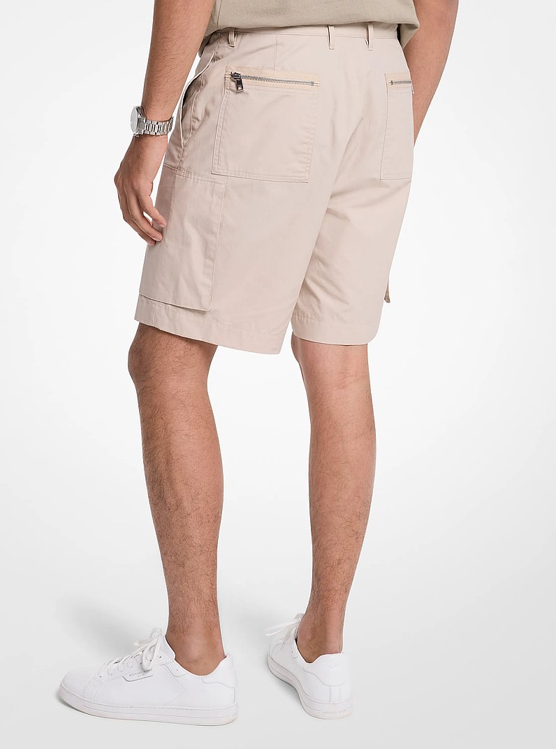Cotton Poplin Zip Cargo Shorts in DUNE | Michael Kors