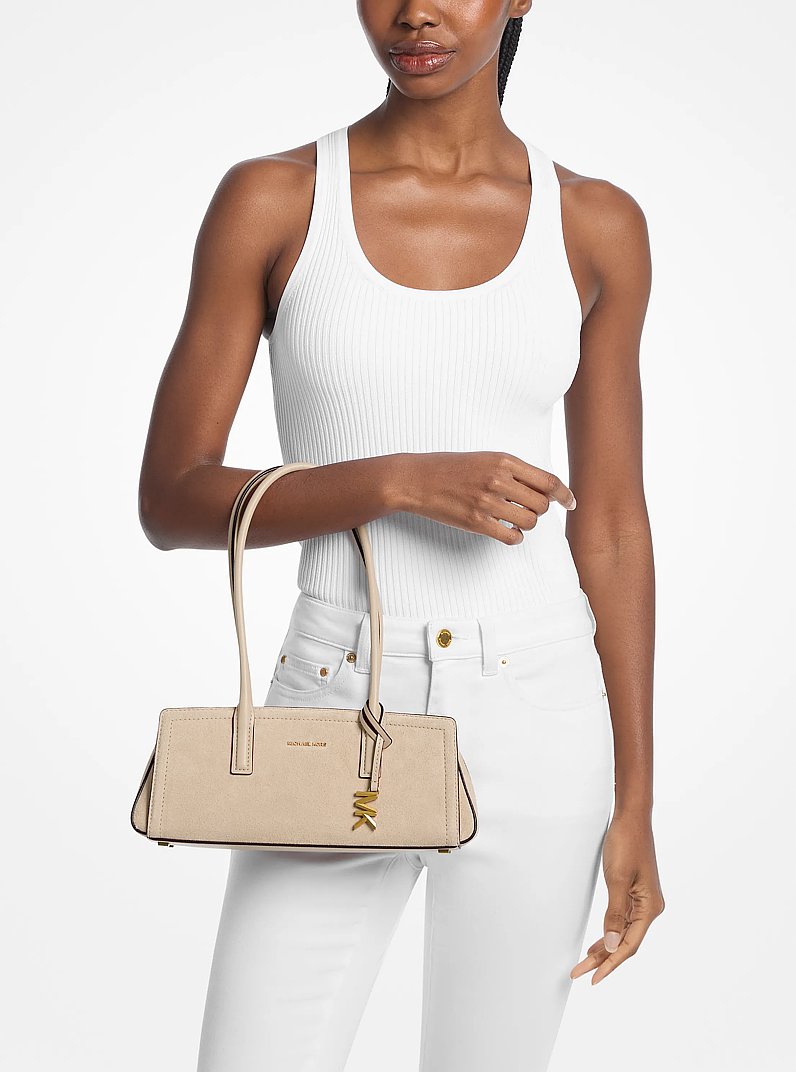 Bolso de hombro Laila peque&ntilde;o de gamuza in CAQUI | Michael Kors