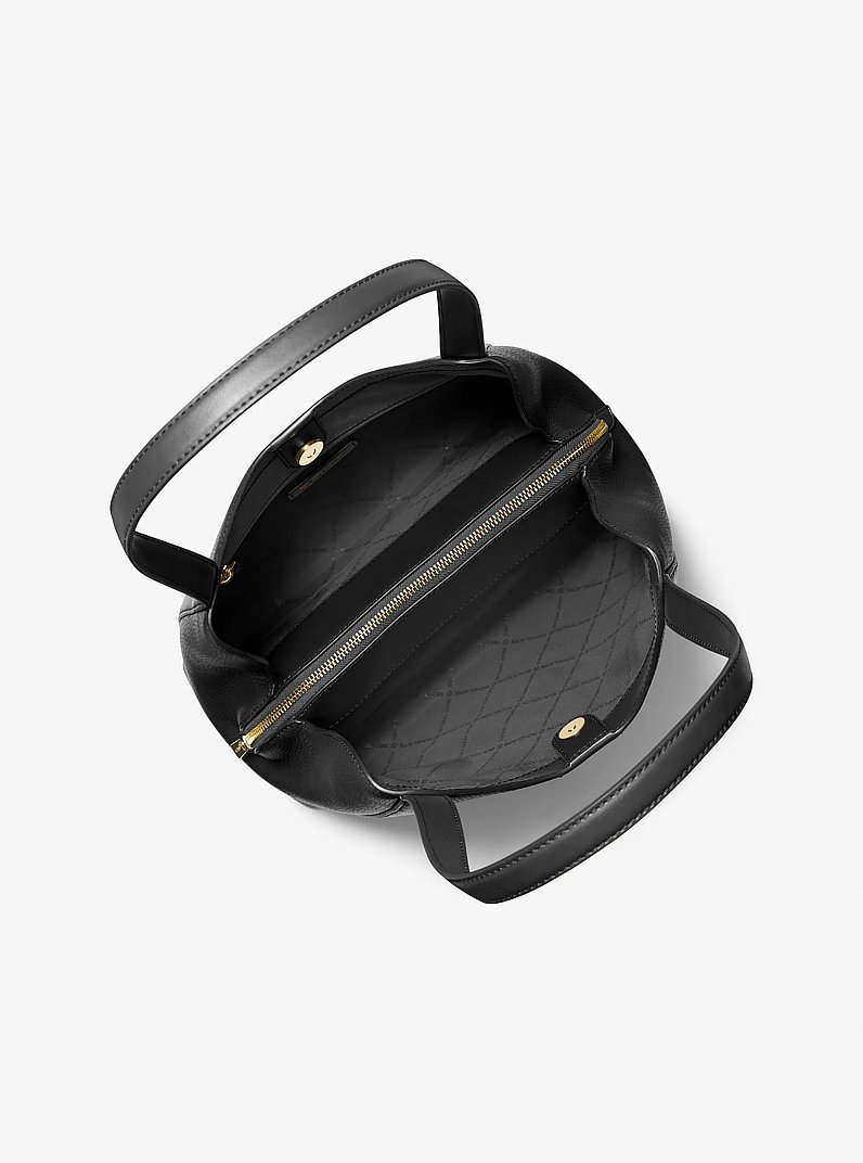 Rosemary Large Pebbled Leather Shoulder Bag in BLACK | Michael Kors