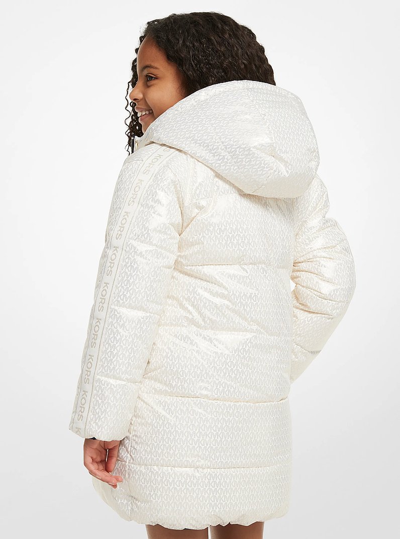 Quilted Metallic Logo Reversible Puffer Coat in CREAM | Michael Kors