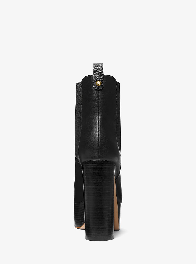 Natasha Leather Platform Boot in BLACK | Michael Kors