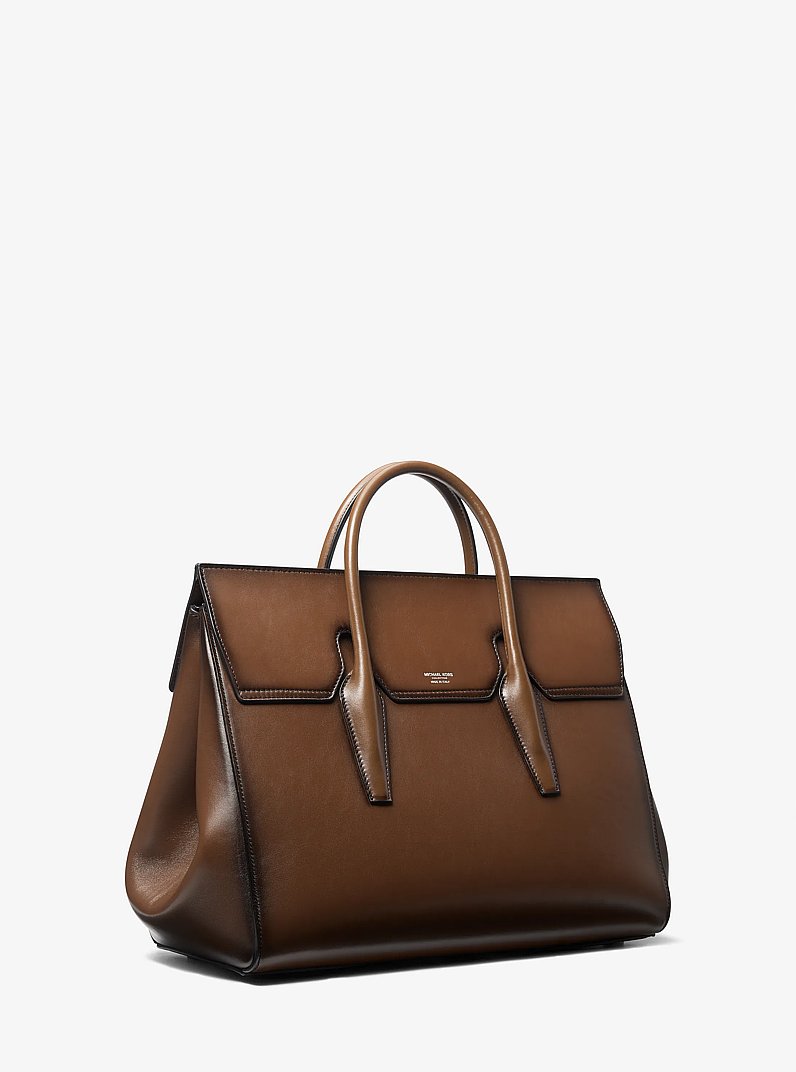 Campbell Burnished Leather Weekender Bag in COCOA | Michael Kors