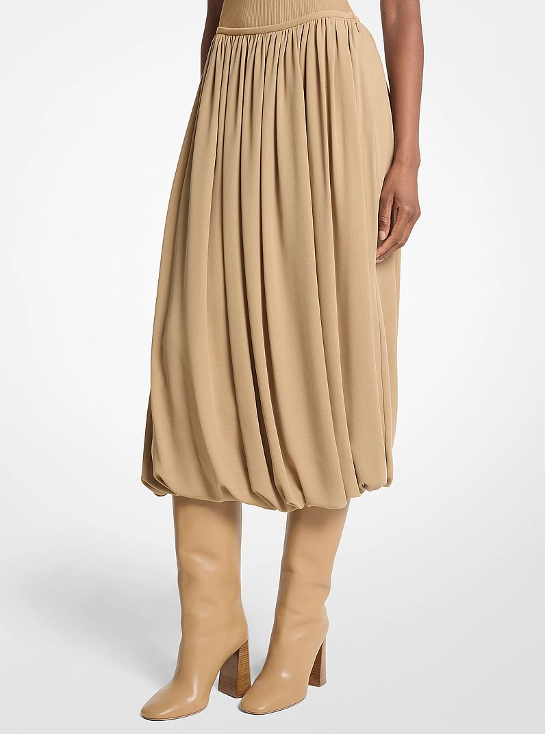 Tissue Wool Crepe Bubble Skirt in FAWN | Michael Kors