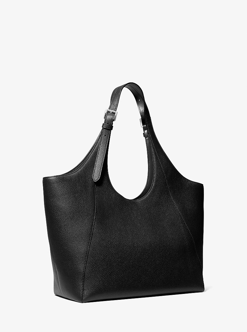 Bernie Large Pebbled Leather Tote Bag in BLACK | Michael Kors