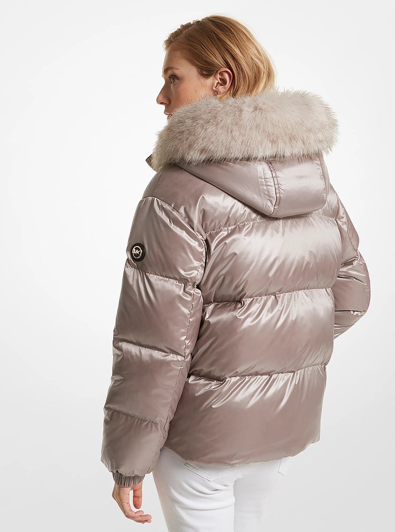Faux Fur Trim Puffer Jacket in CHAMPAGNE | Michael Kors