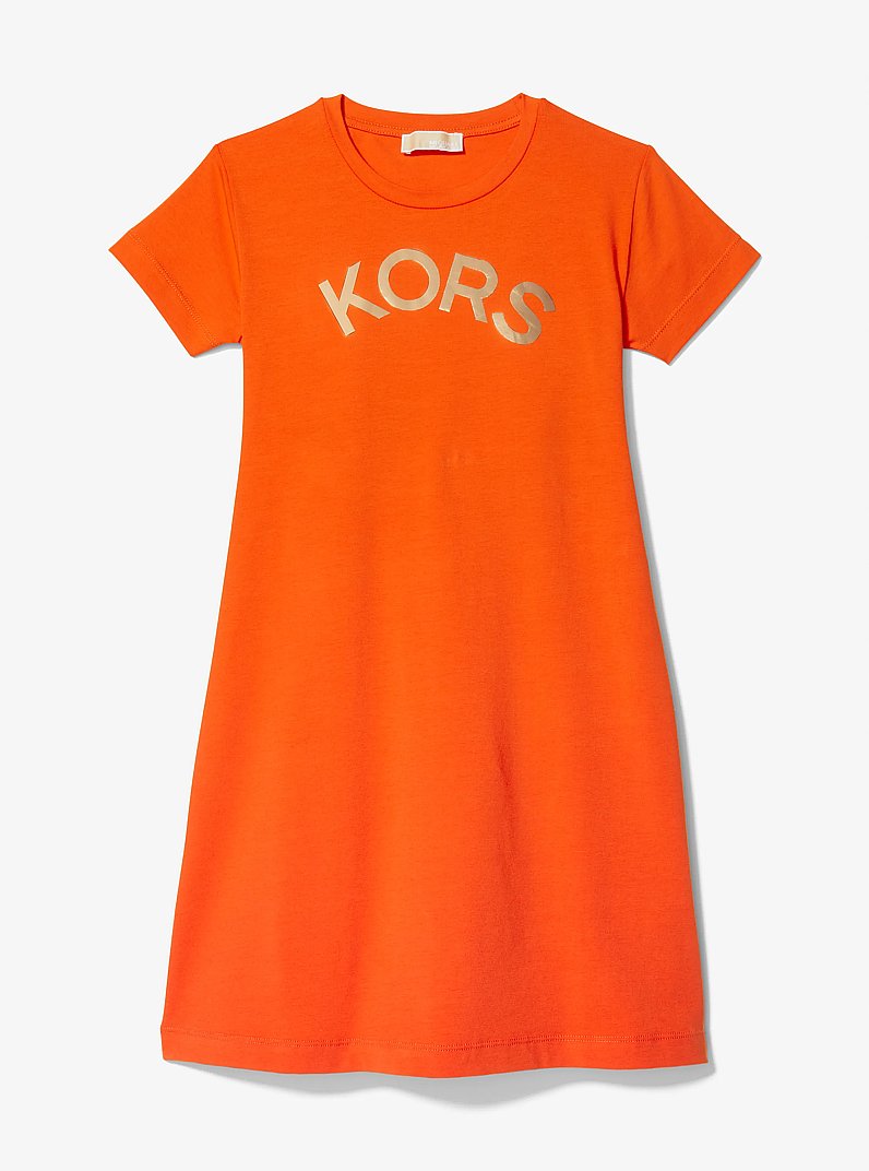 Stretch Cotton Logo T-Shirt Dress in PEACH | Michael Kors