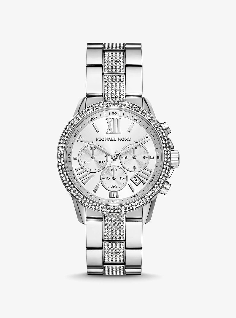 Reloj Brynn oversize en tono plateado con incrustaciones