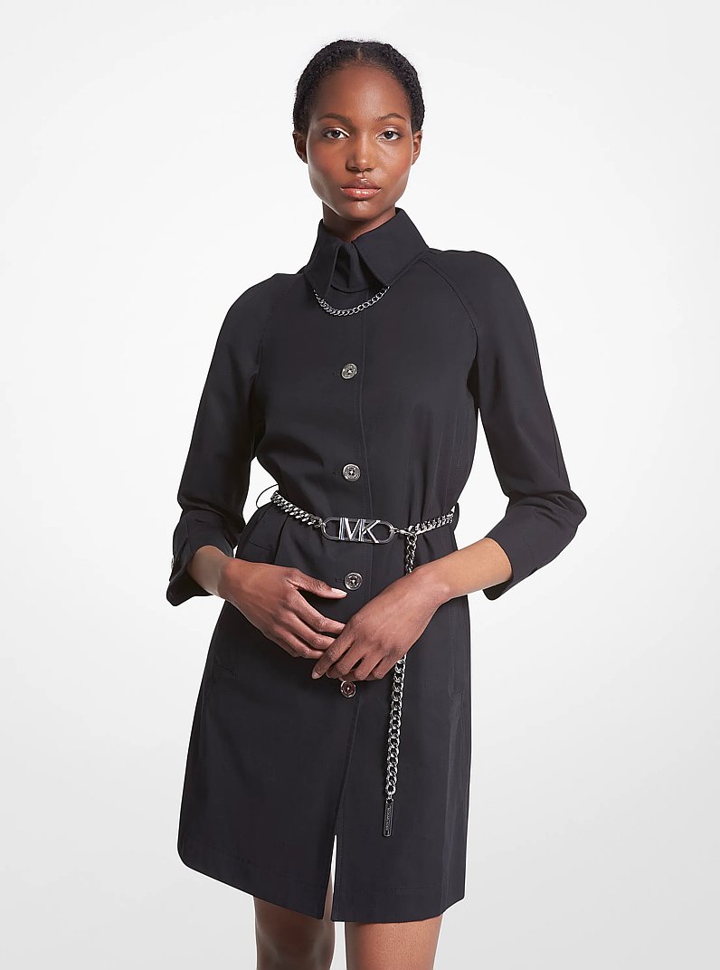Cotton Belted Trench Coat in BLACK | Michael Kors