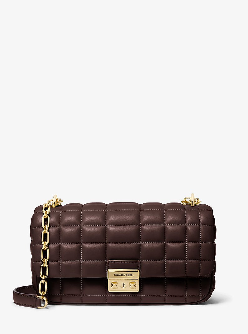 Tribeca Large Quilted Leather Shoulder Bag in CHOCOLATE | Michael Kors
