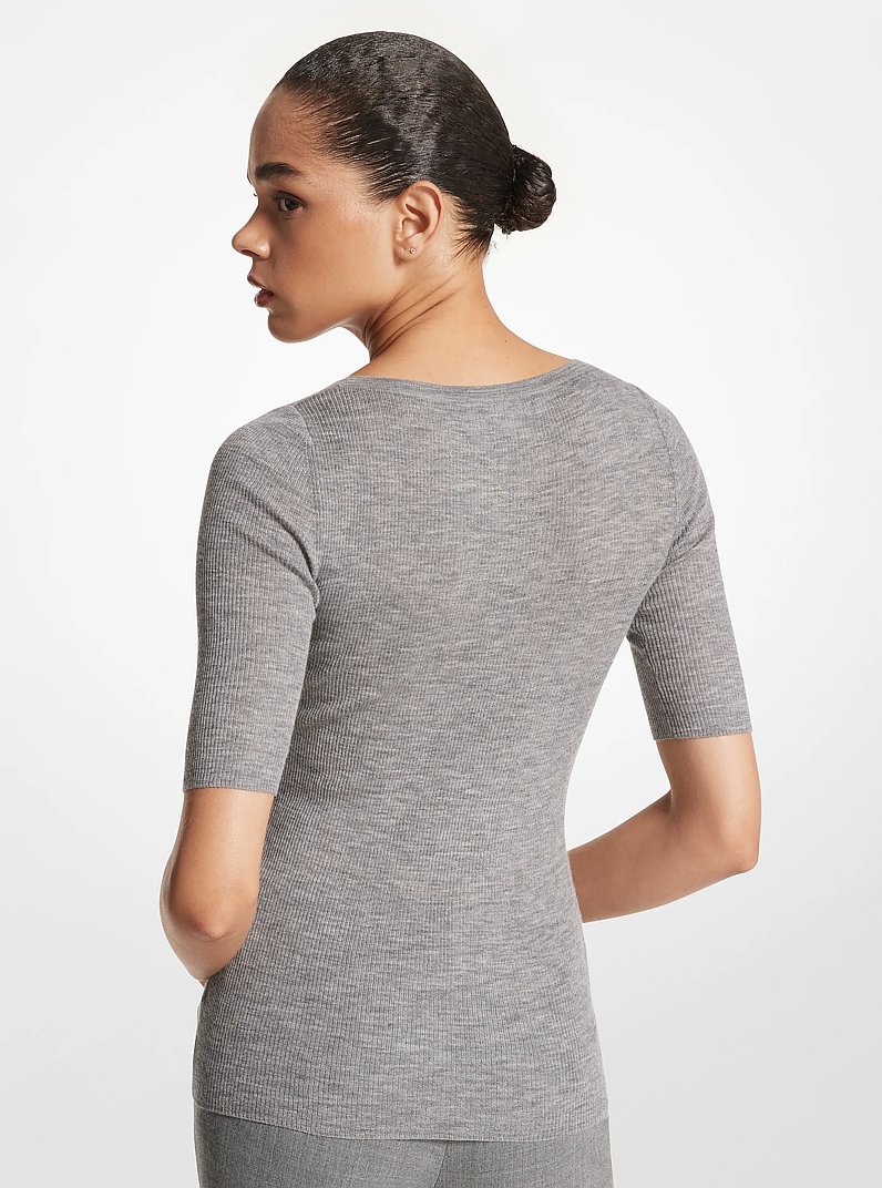 Jersey de cachemir con manga tres cuartos in GRIS MEDIO | Michael Kors
