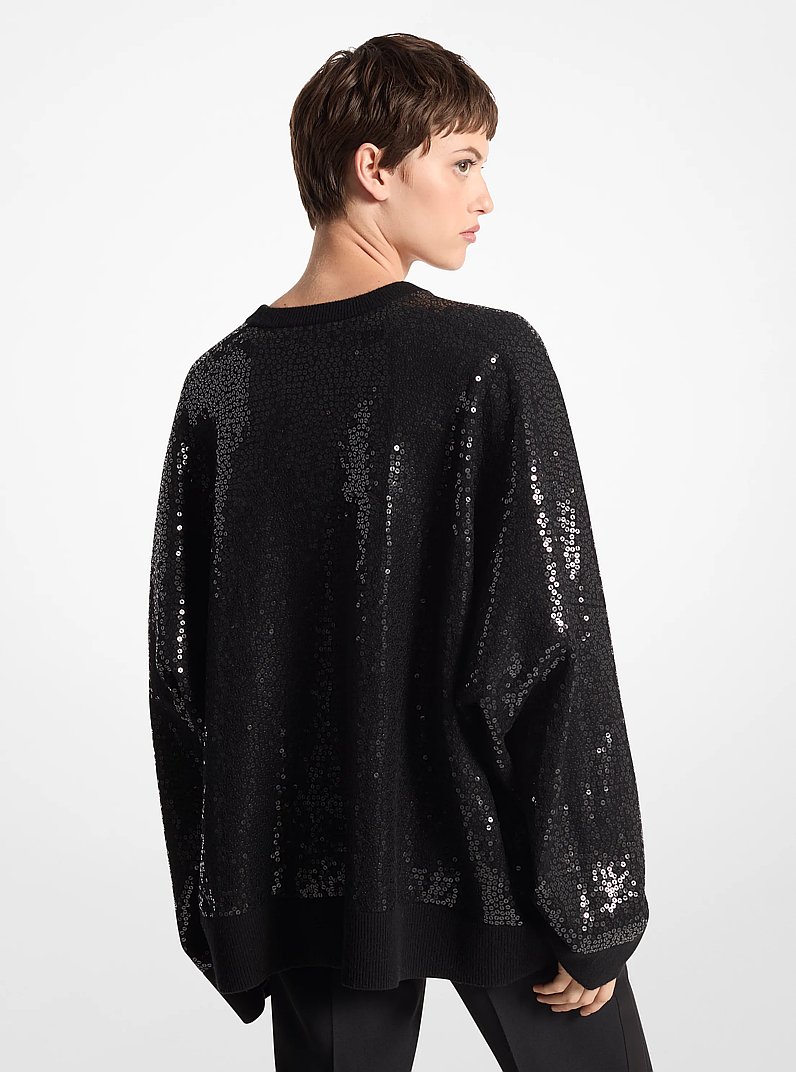 Sequined Cashmere Sweater in BLACK | Michael Kors