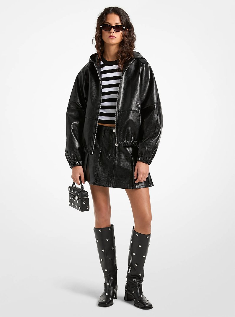 Chaqueta bomber de viscosa revestida con capucha in NEGRO | Michael Kors