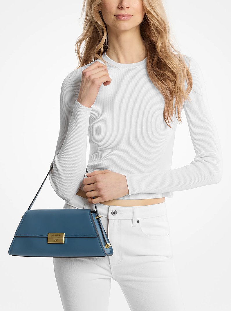 Ludlow Medium Leather Shoulder Bag in DK CHAMBRAY | Michael Kors