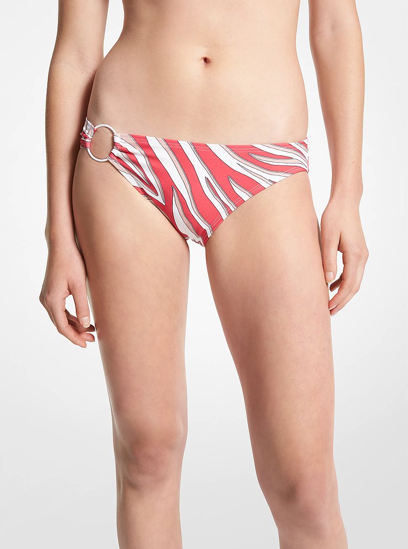 Zebra Print Bikini Bottom in GERANIUM | Michael Kors