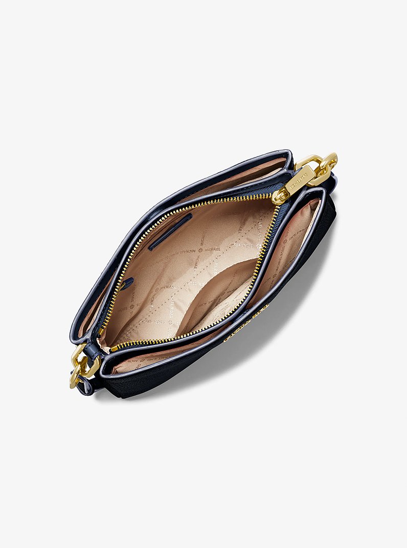 Trisha Medium Pebbled Leather Crossbody Bag in NAVY | Michael Kors