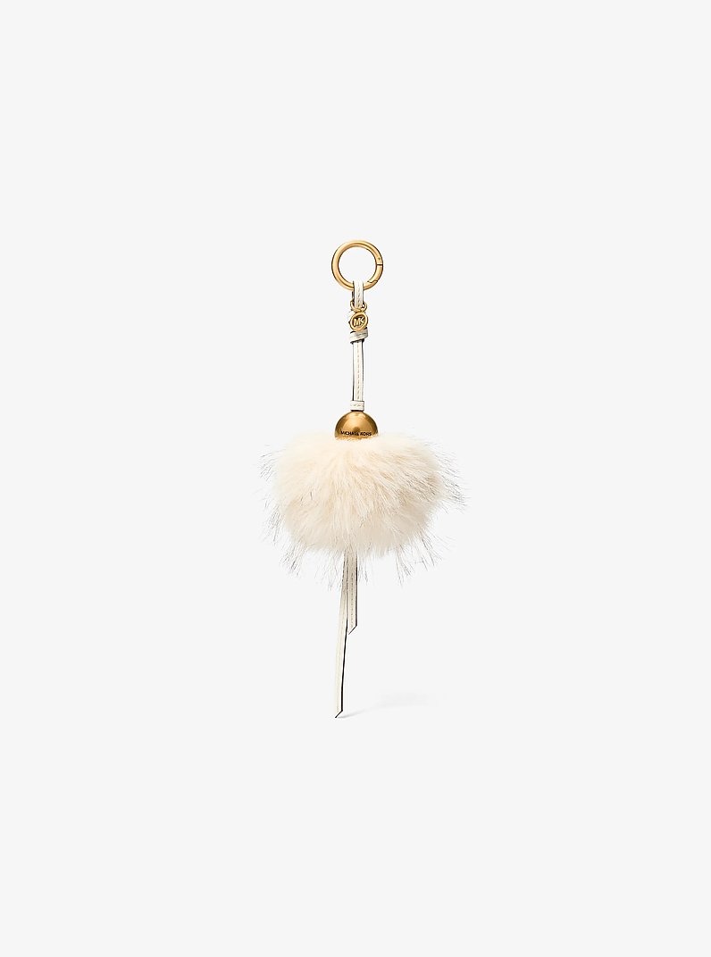 Gold-Tone Bead and Faux Fur Bag Charm in NATURAL COMBO | Michael Kors