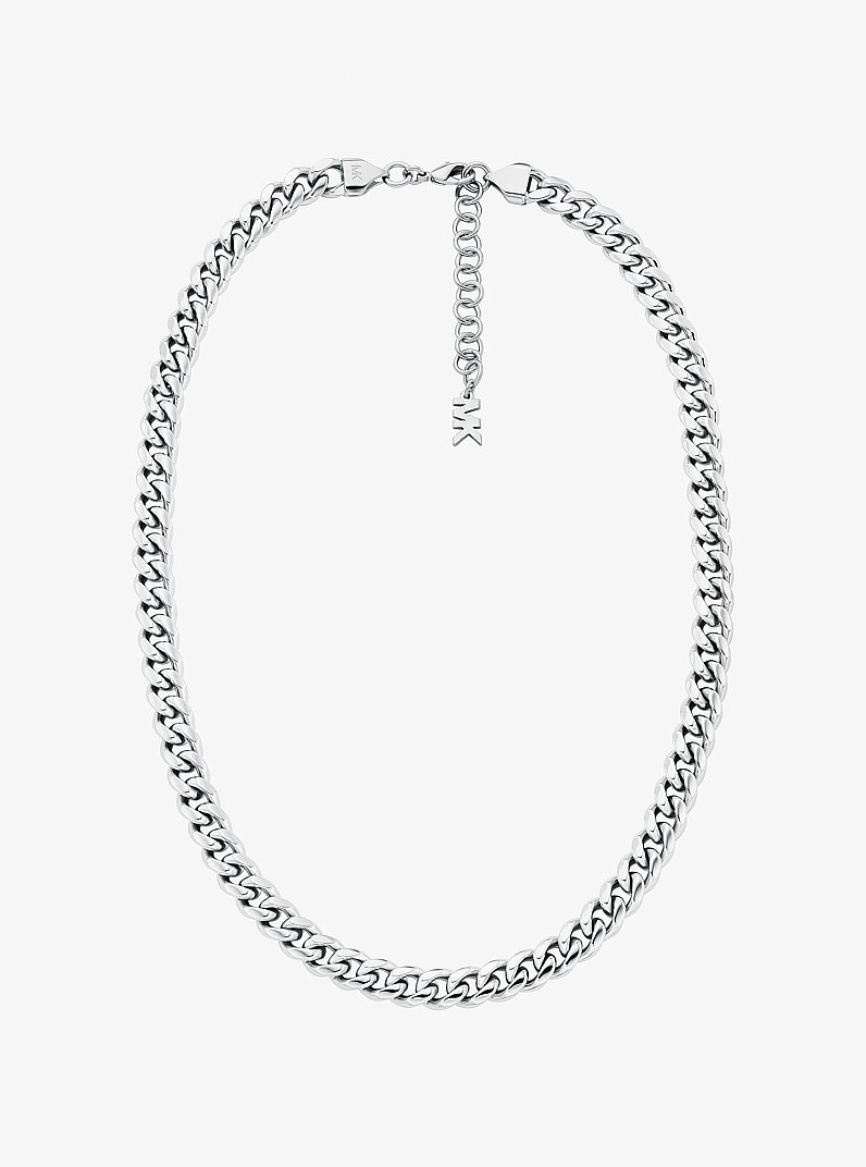 Precious Metal-Plated Brass Curb-Link Chain Necklace in SILVER | Michael Kors