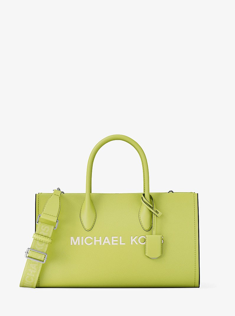 Mirella Medium Pebbled Leather Satchel in LIME | Michael Kors