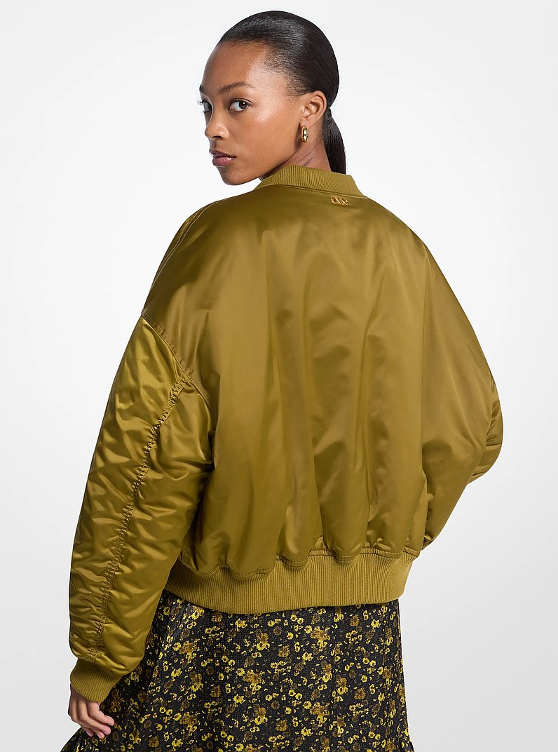Satin Cir&eacute; Bomber Jacket in PISTACHIO | Michael Kors