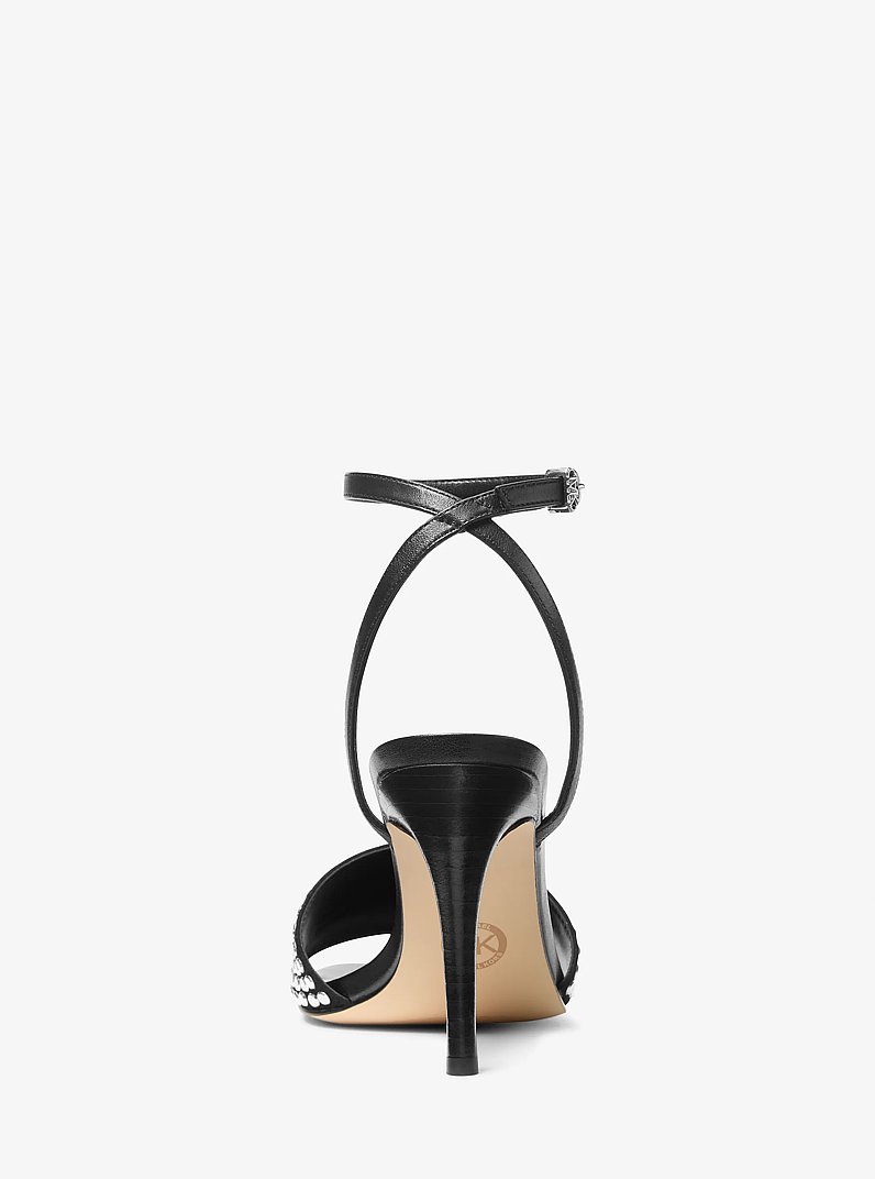 Elyse Studded Leather Sandal in BLACK | Michael Kors
