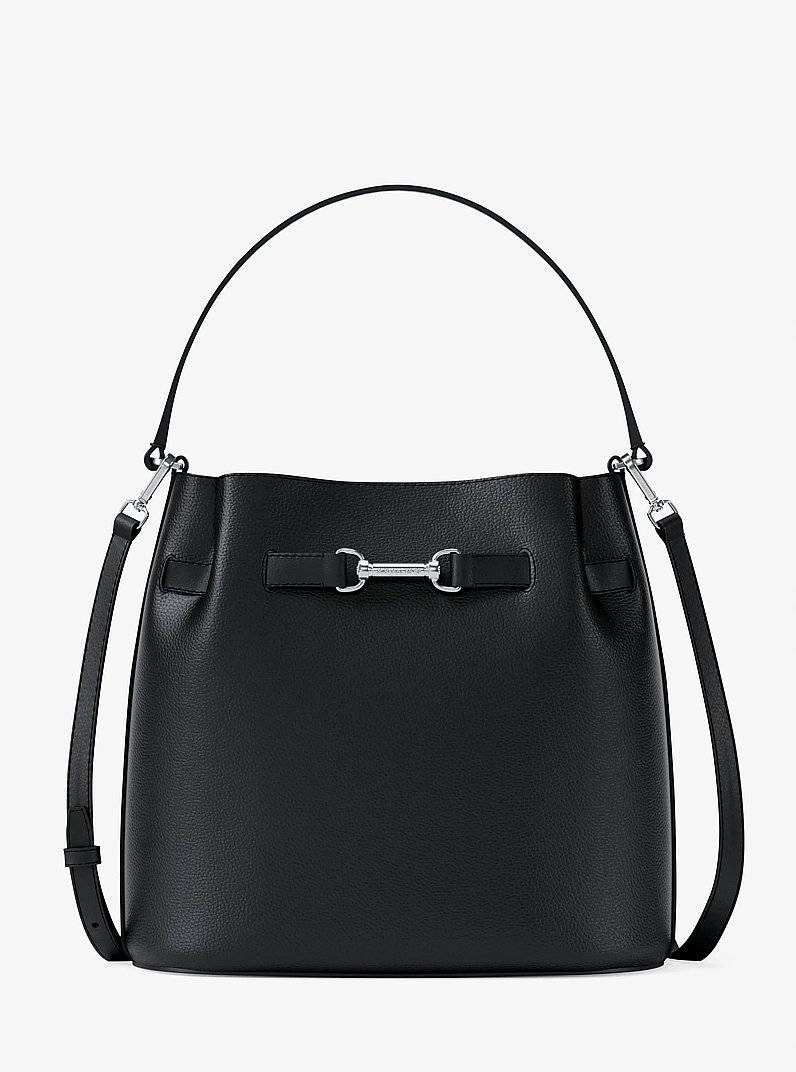 Carson Medium Pebbled Leather Convertible Bucket Crossbody Bag in BLACK | Michael Kors