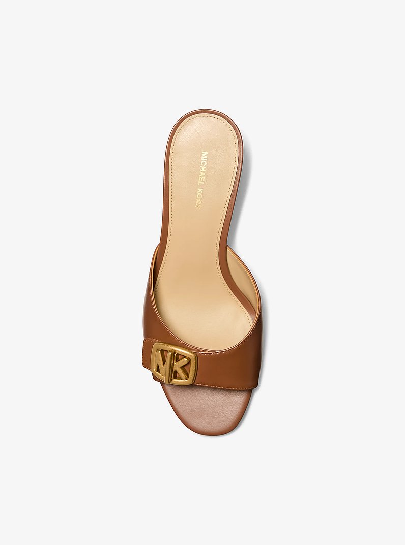 Bryant Leather Kitten Sandal in LUGGAGE | Michael Kors