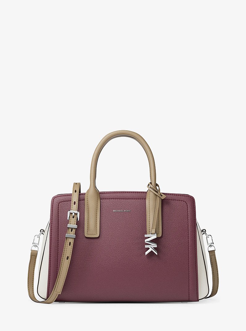 Laila Medium Color-Block Leather Satchel in OXBLOOD MLTI | Michael Kors