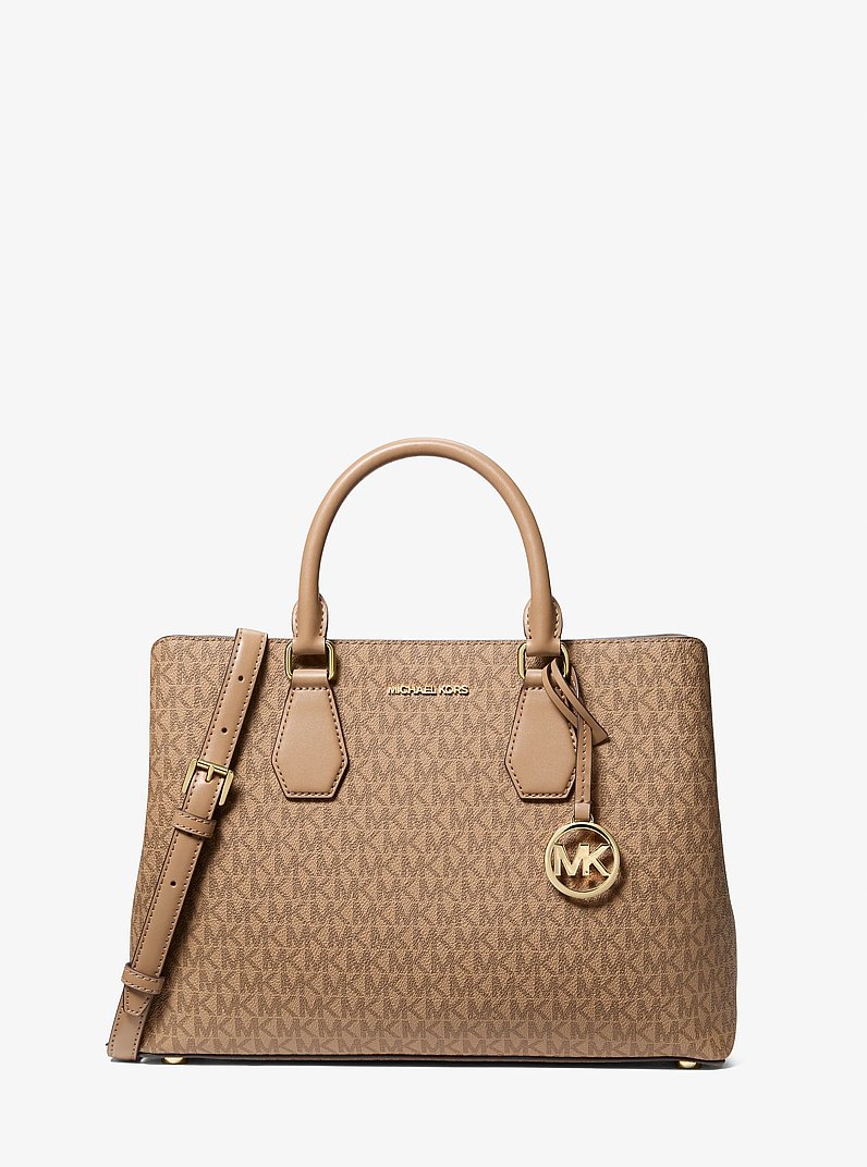 Camille Large Signature Logo Satchel in HUSK | Michael Kors