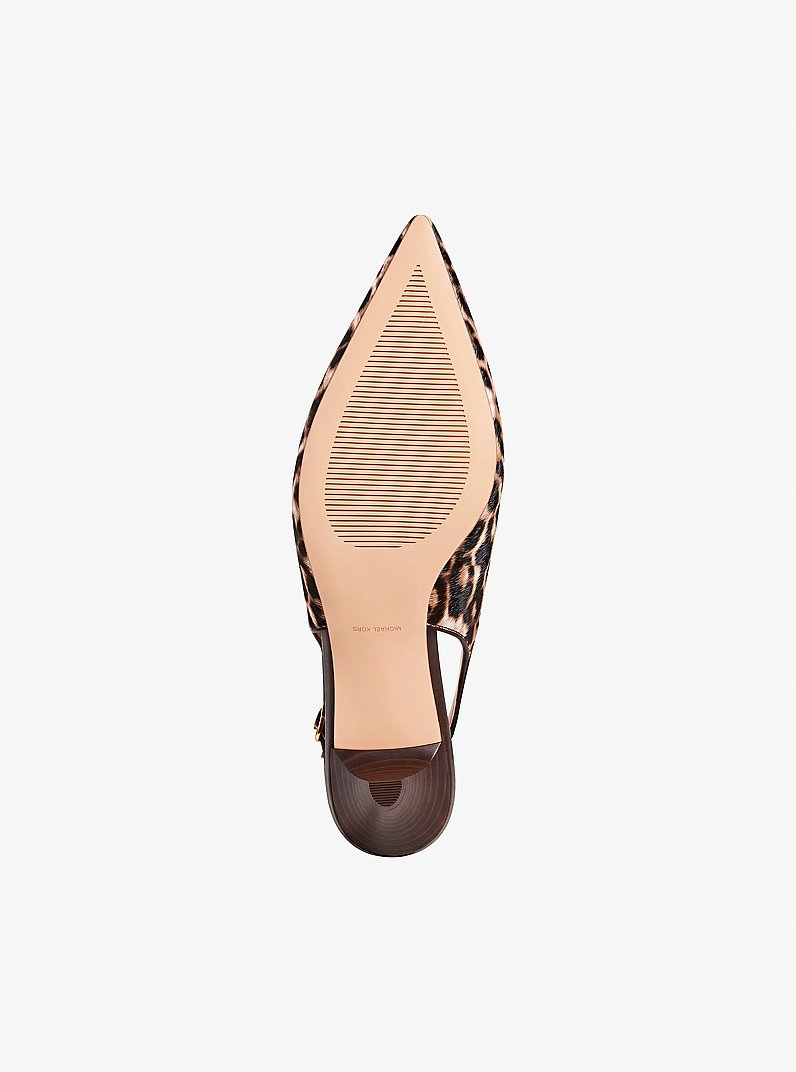 D&eacute;collet&eacute; slingback Tonya in pelle effetto cavallino leopardata in CAMMELLO SCURO MULTI | Michael Kors