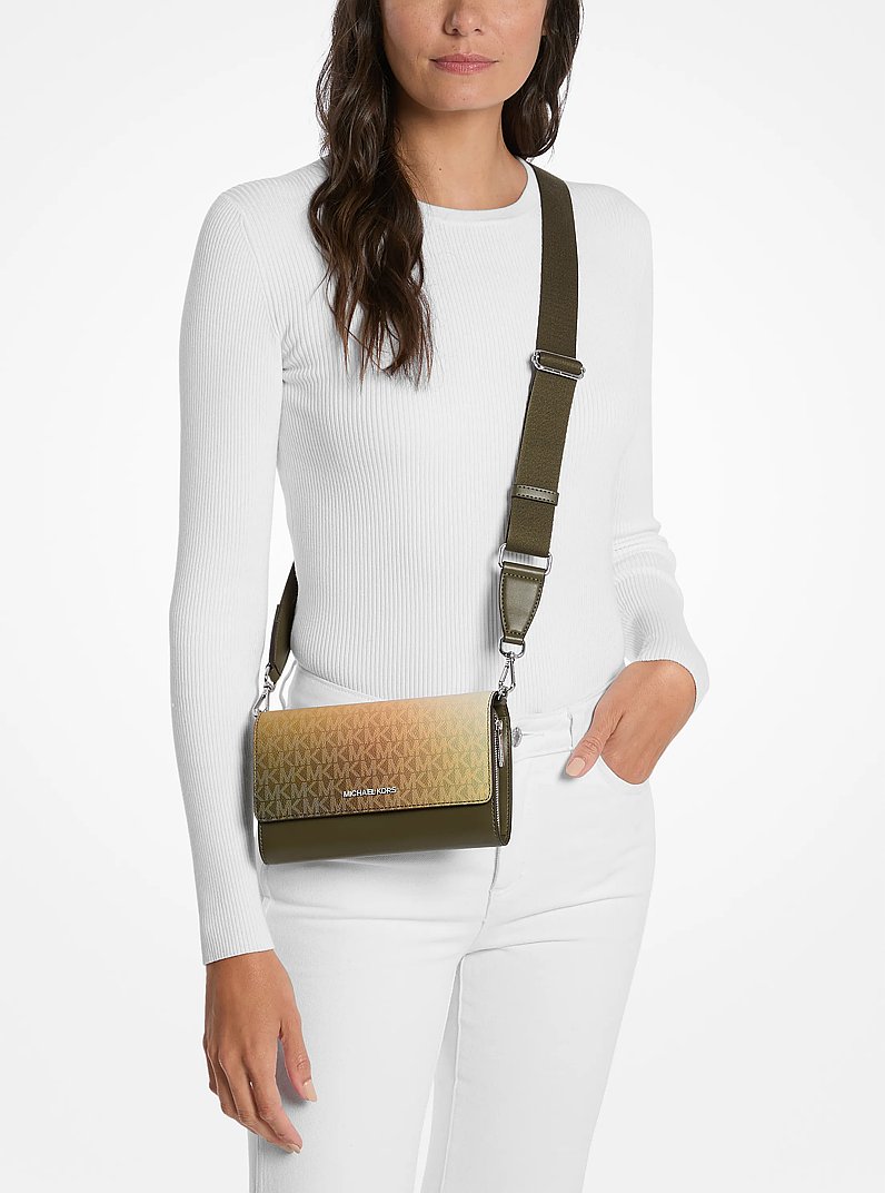 Jet Set Large Ombr&eacute; Signature Logo Crossbody Bag in OLIVE COMBO | Michael Kors