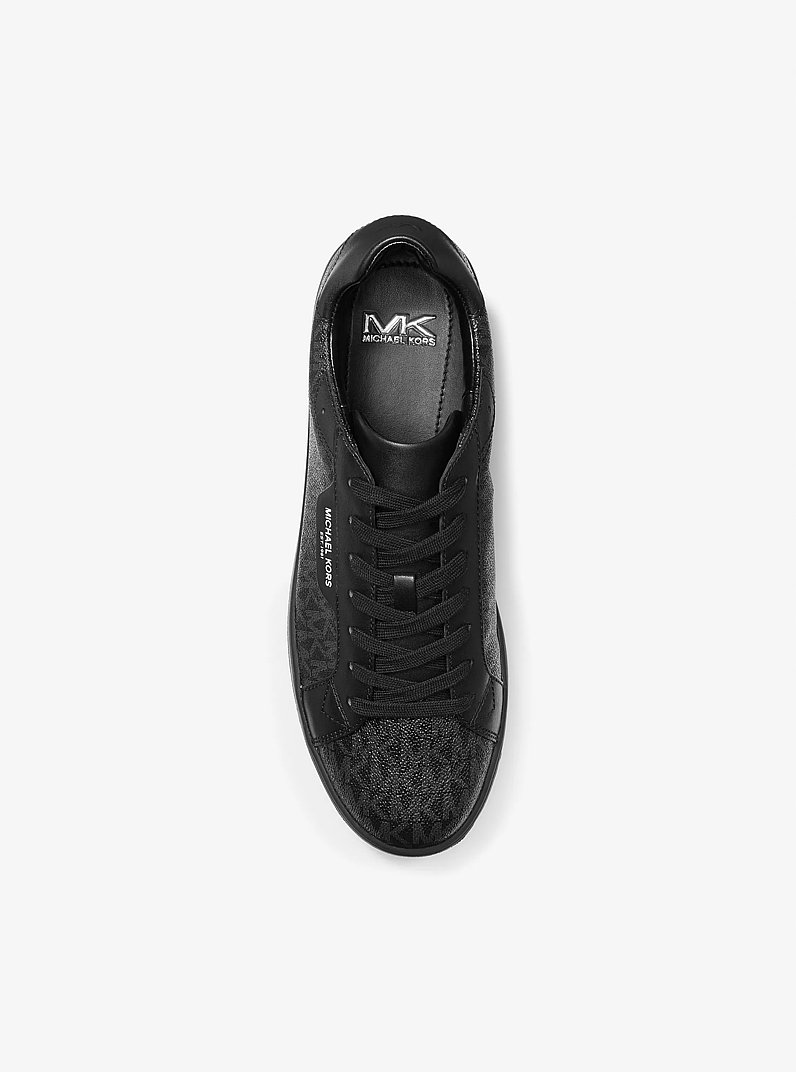 Keating Logo and Leather Sneaker in BLACK | Michael Kors