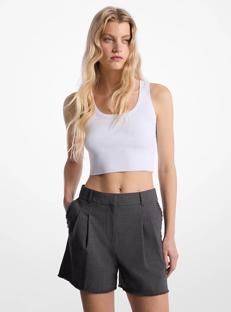 Shorts sfrangiati in lana stretch a pieghe in SCARPE DERBY HEATHER | Michael Kors