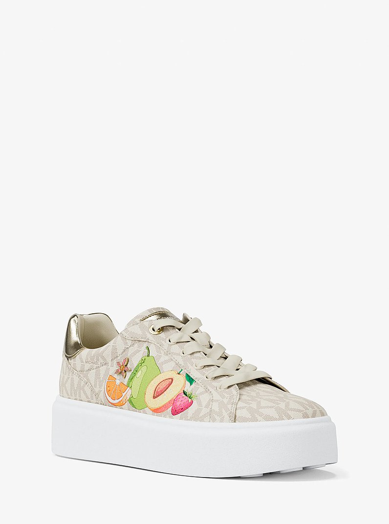 Romey Embellished Signature Logo Sneaker in VANILLA COMBO | Michael Kors
