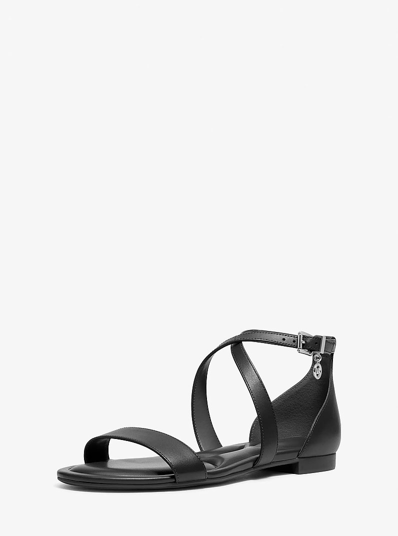 Alexa Flex Leather Sandal in BLACK | Michael Kors