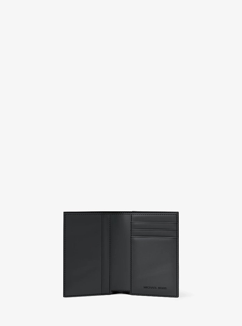 Hudson Signature Logo Folio Card Case in BLACK | Michael Kors
