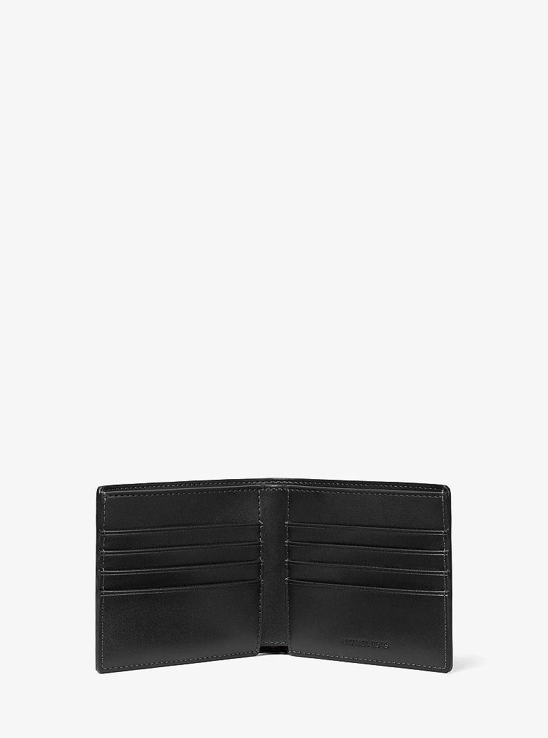 Pebbled Leather Billfold Wallet and Signature Logo Card Case Gift Set in BLACK | Michael Kors