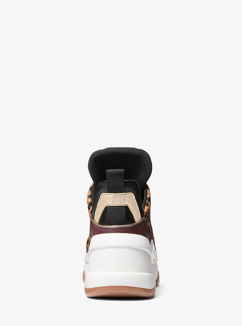 Olympia Leopard Print Calf Hair Trainer in DEER MULTI | Michael Kors