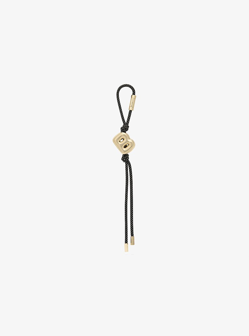 Initial Gold-Tone and Speckled Cord Bag Charm in 18K GOLD | Michael Kors