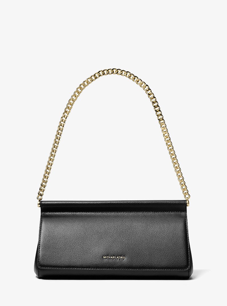 Pochette Carmine de taille moyenne en cuir grain&eacute; in NOIR | Michael Kors