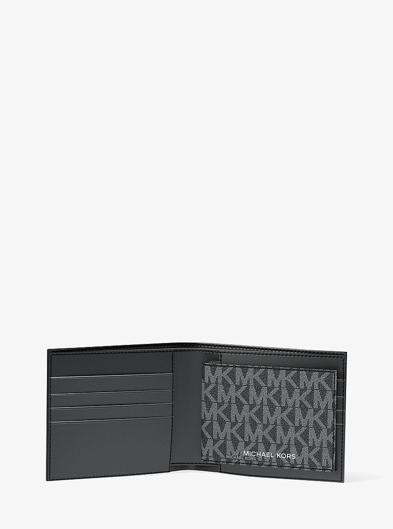Cooper Signature Logo Billfold Wallet With Passcase in GUNMETAL | Michael Kors