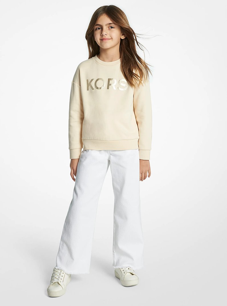 Sweatshirt aus Baumwolle mit Logo in Metallic-Optik