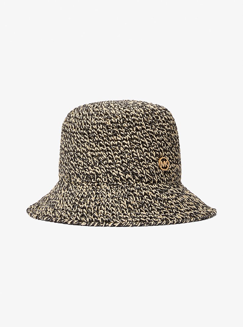 Crocheted Bucket Hat in NATURAL/BLACK | Michael Kors