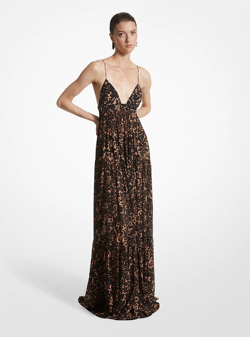 Floral Organic Silk Crepe De Chine Maxi Dress