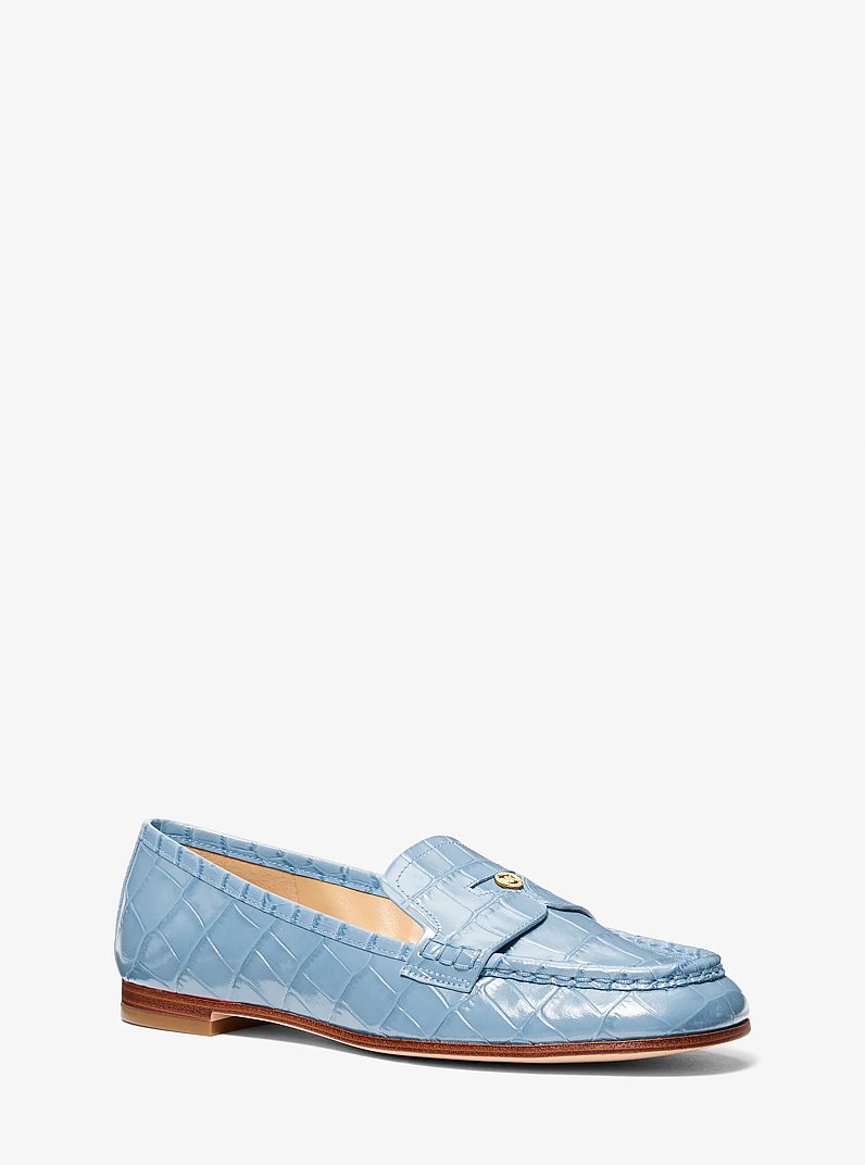 Jennings Crocodile Embossed Leather Loafer in CHAMBRAY | Michael Kors