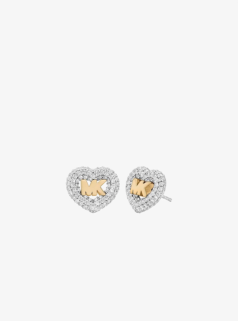 Logo and Pav&eacute; Heart Earrings in OR | Michael Kors