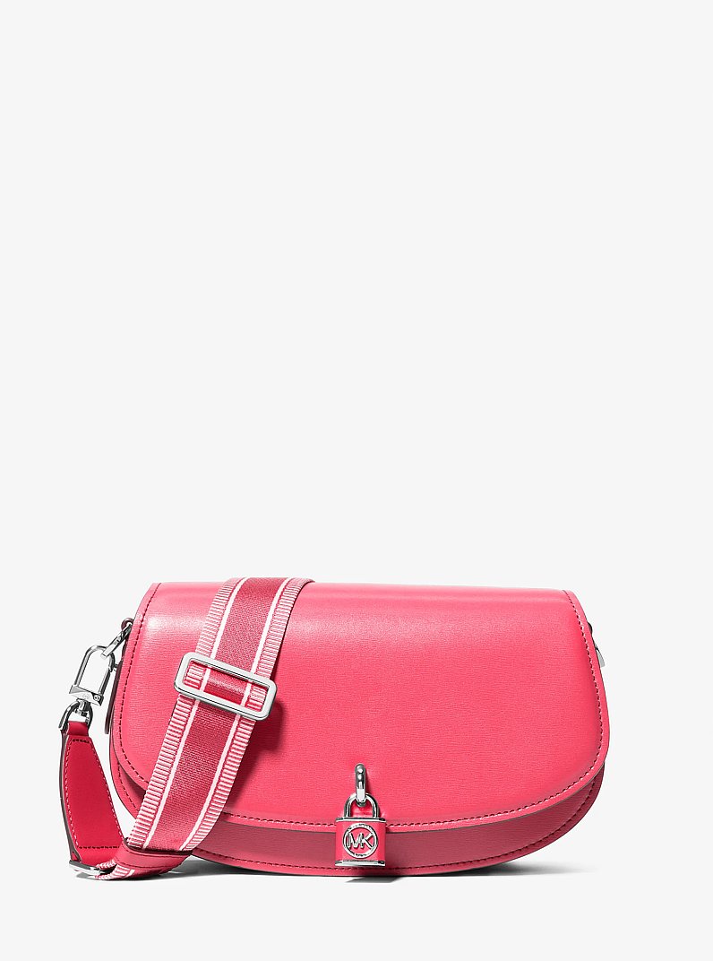 Mila Medium Leather Messenger Bag in GERANIUM | Michael Kors