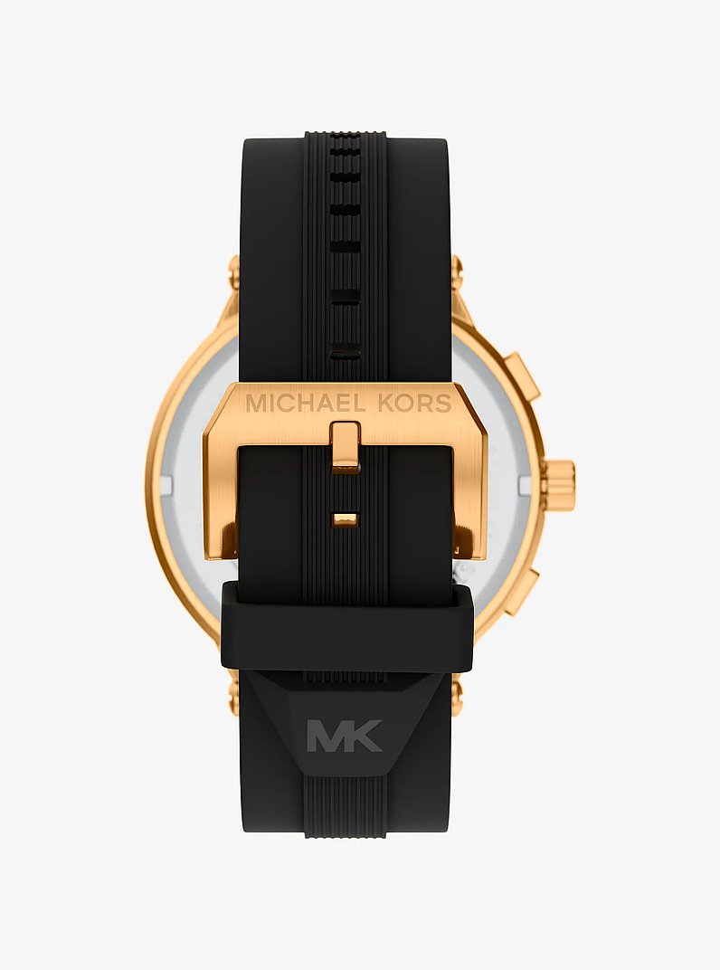 &Uuml;bergro&szlig;e Armbanduhr Billie im Goldton mit Silikonarmband in SCHWARZ | Michael Kors